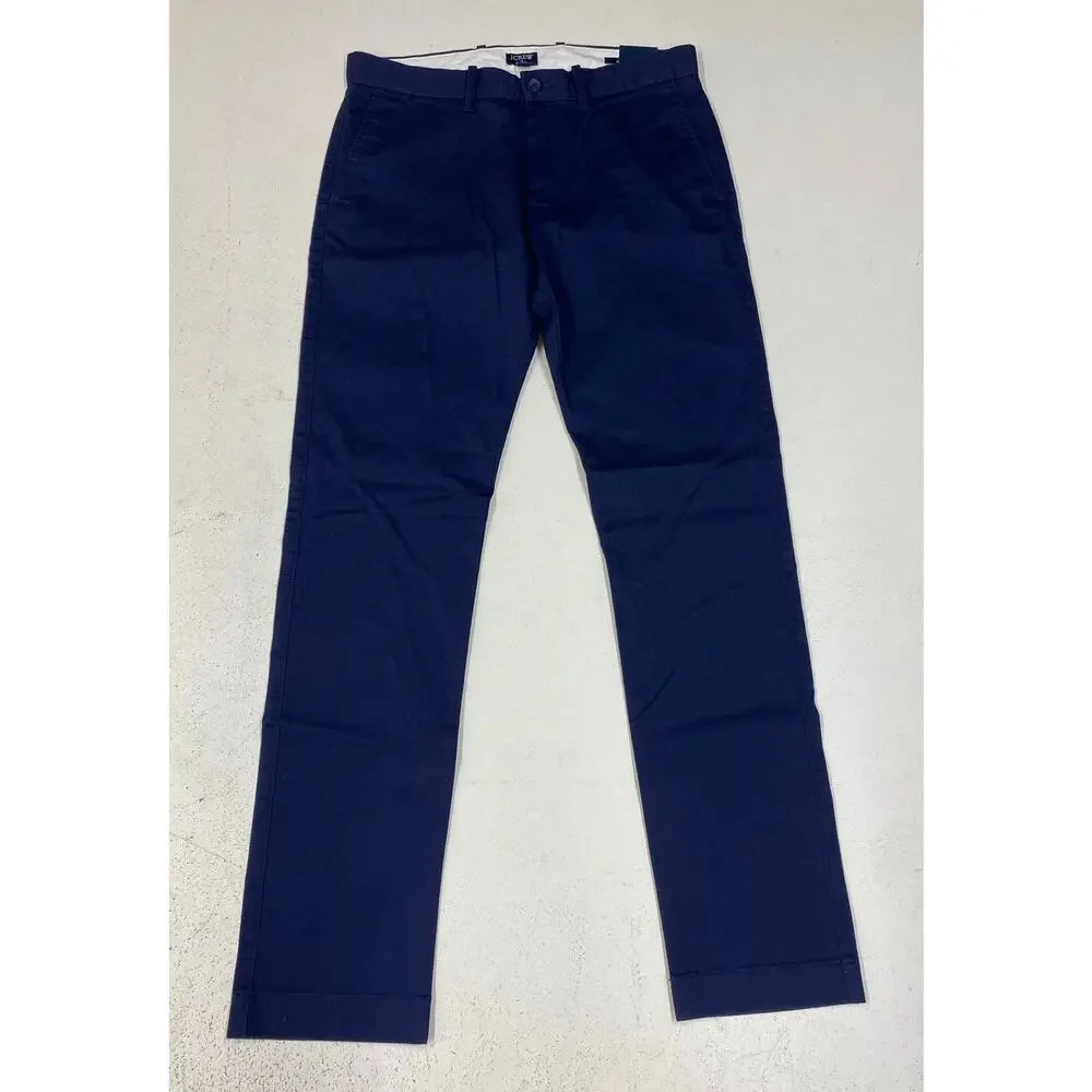 NEW Men J. Crew Slim Fit Flex Chino navy blue cotton pants slacks, 30x32